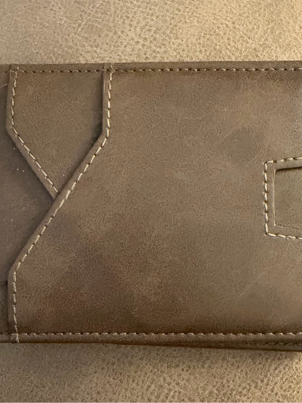 Suede Leather Wallet Card Holder - Taupe